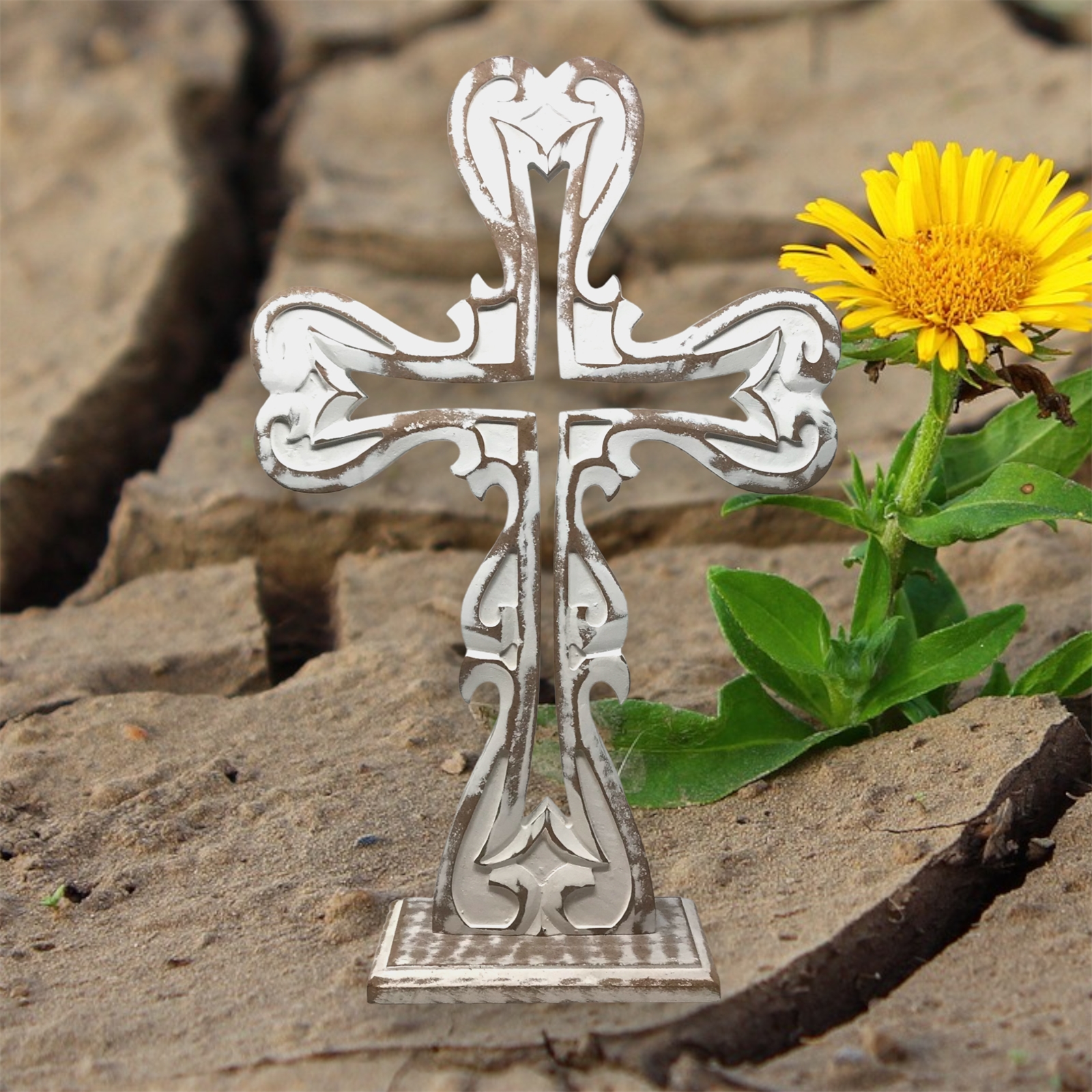 Job Table Cross - White Wash